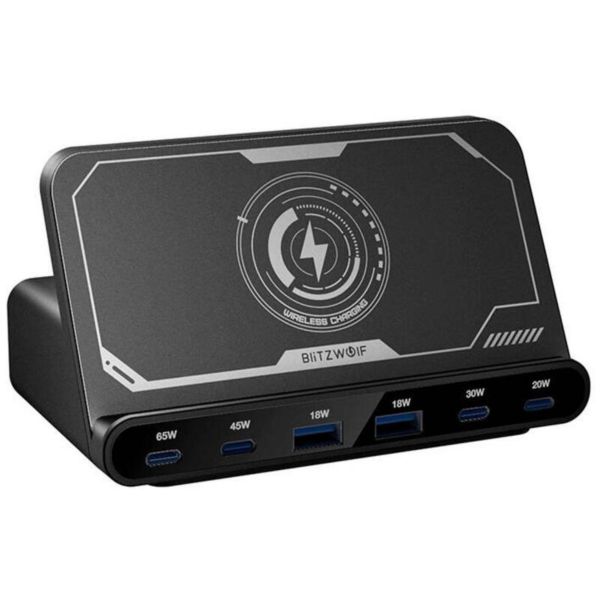 BlitzWolf BW-S27 asztali töltő, 2xUSB-A, 4xUSB-C (fekete) (BW-S27)